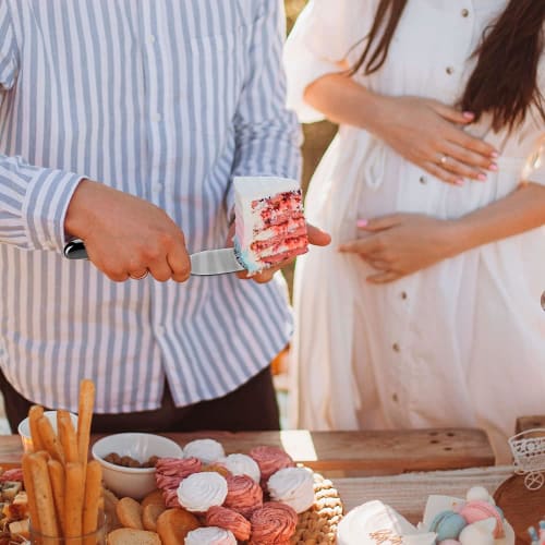 2-Piece Cake Knife and Cake Server Set (18-8 Stainless Steel Triangular with Single-Sided Gear for Easy Cutting), Premium Cheese Spatula, Convenient F