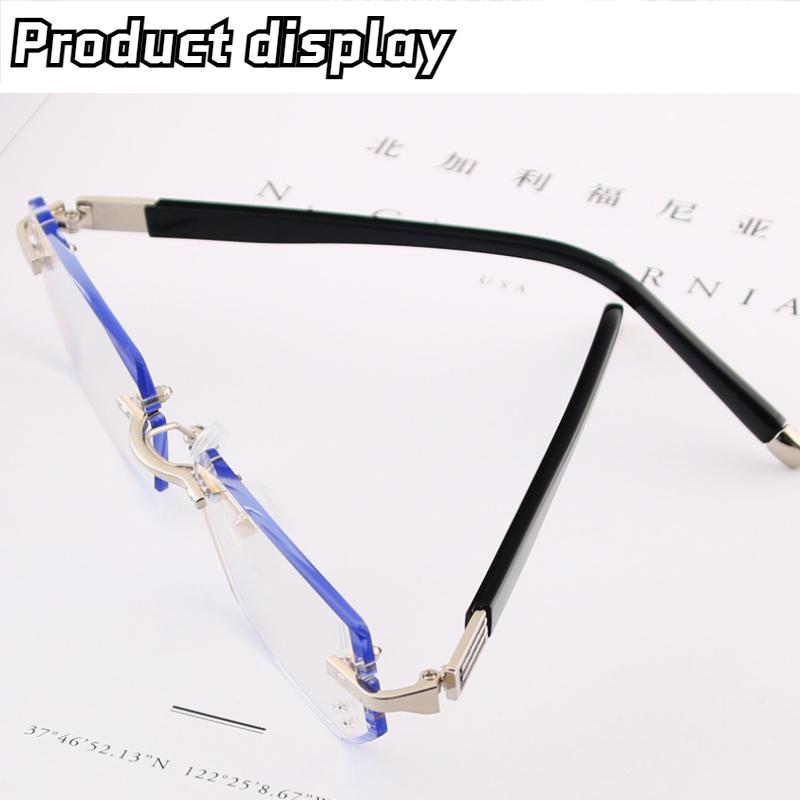 Anti Blue Rays Reading Glasses Men Women Vintage Rimless Presbyopia Eyewear Fashion Business Hyperopia 0 To +4.0
