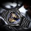 FORSINING Mechanical Wristwatch Triangle Racing Dial Waterproof Gold Skeleton Dial Automatic Movement Leather Design Men Black L Classic
