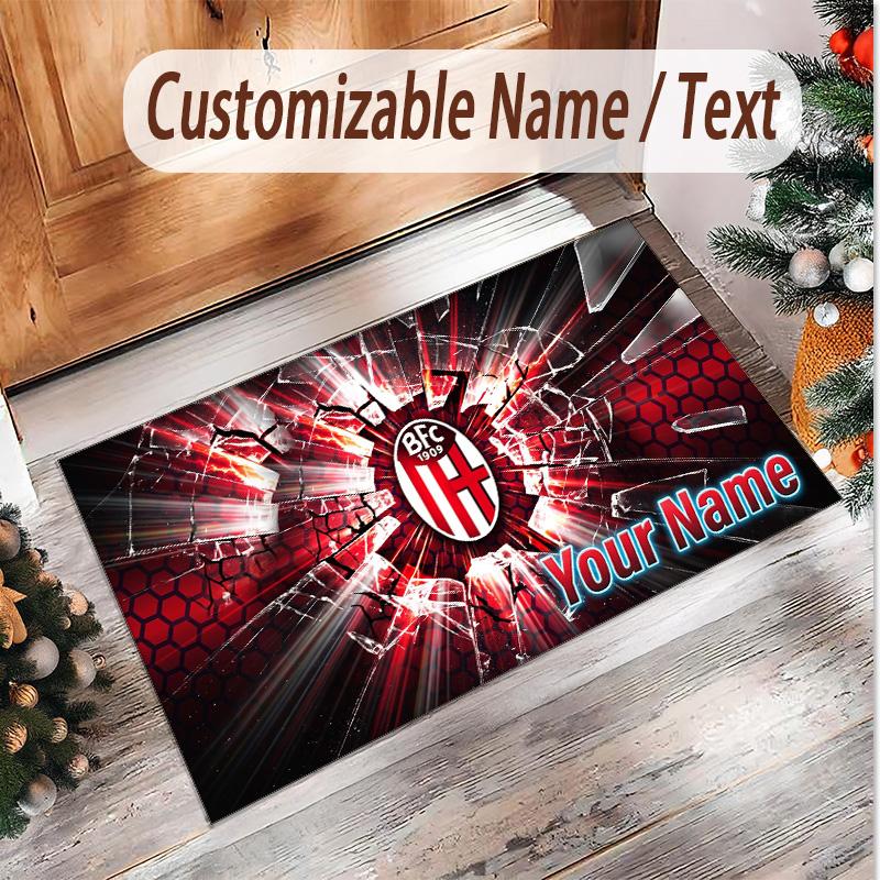 Personalized Crystal Velvet Carpet Bologna FC Pattern Non Slip Floor Rug