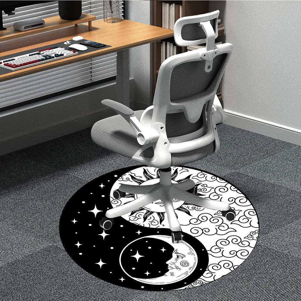1pc Sun Moon Yin Yang Chair Carpet for Office Non-Slip, Machine Washable Rug for Office - Holiday DecorMachine Made yy251029011