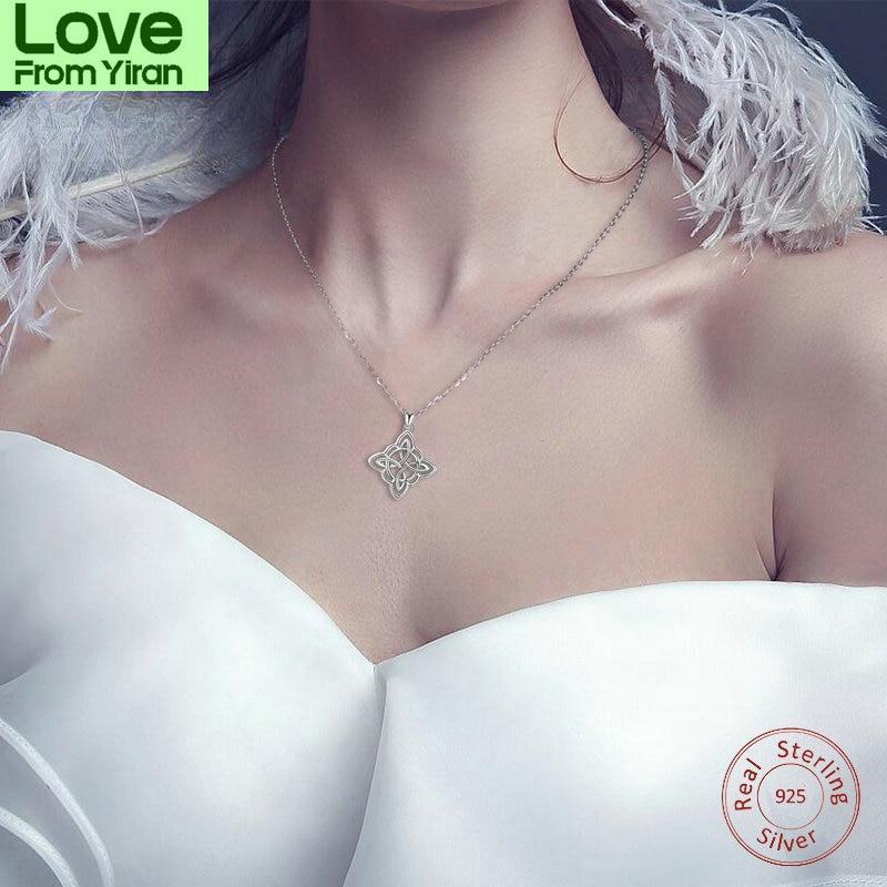 Eudora 925 Sterling Silver Women Girl Pendant Necklace Irish Infinite Love Necklace Sliver Fine Jewelry For Women Best Gift D200