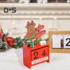 Christmas Wooden Desktop Calendar Santa Snowman Reindeer Tree Perpetual Calendar Wood Display Block Ornament for Home Office Decoration