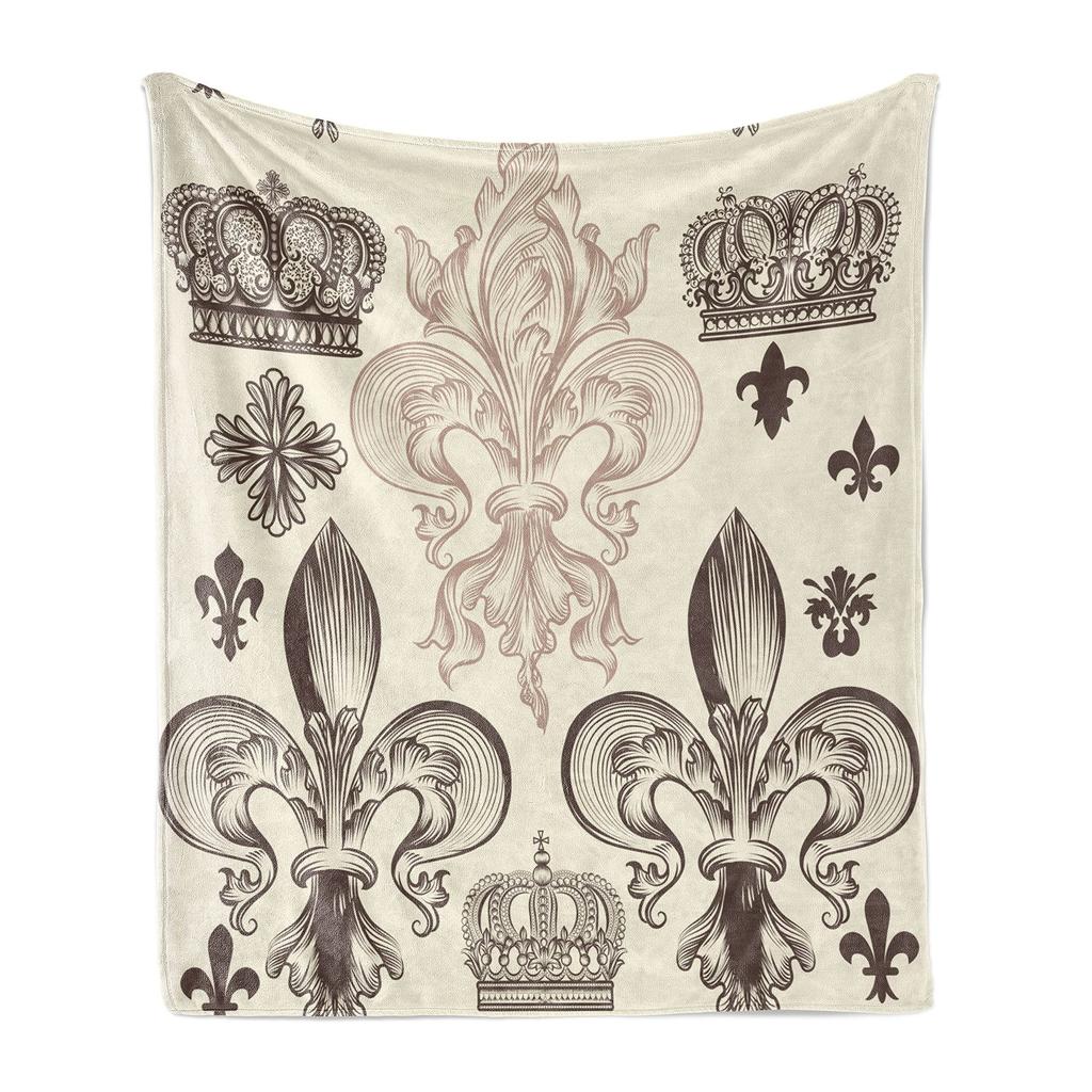 Iris pattern emblem design digital-printed polyester Bedroom velvet flannel cover blanket Fleece soft cover blankets for beds