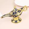 Vintage Aladdin Chirag Lamp-Luxurious Metal Jewelry Box,Decorative Showpiece,Home & Office-12 cm(Gold-Blue)