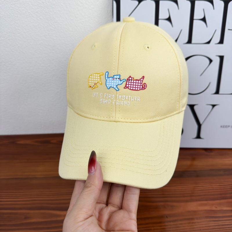 Cute cartoon animal baseball cap spring and summer big head circumference soft top cap women's fashion versatile hat