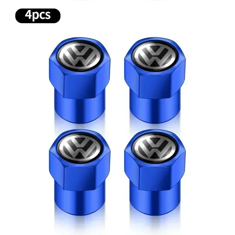 For VW 4PCS Aluminum Alloy Car Wheel Tire Valve Caps For Volkswagen VW GTI R Line R32 Touareg Passat Polo Jetta MK4 Auto Accessories