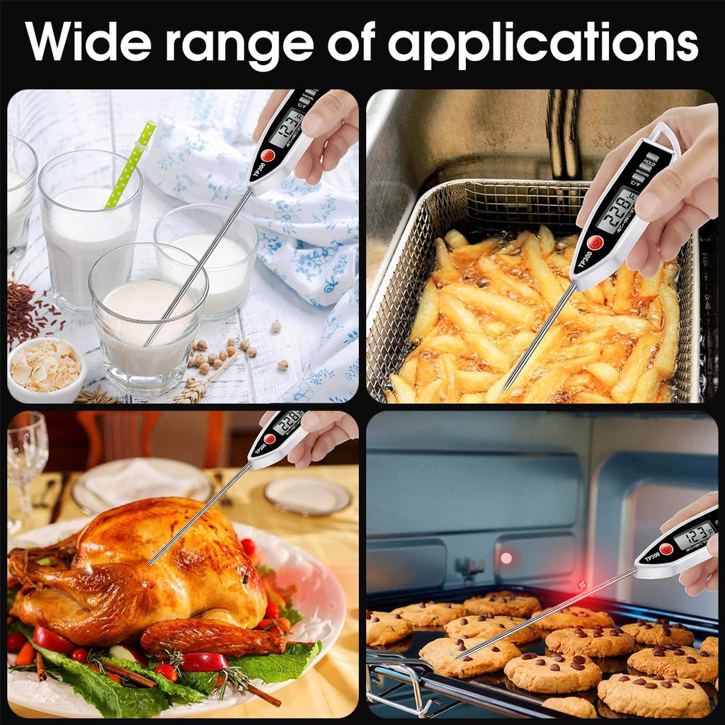 1PCS Kitchen Food Thermometer: Fast Temperature Measurement, High Accuracy, Foldable Design (Battery Included)