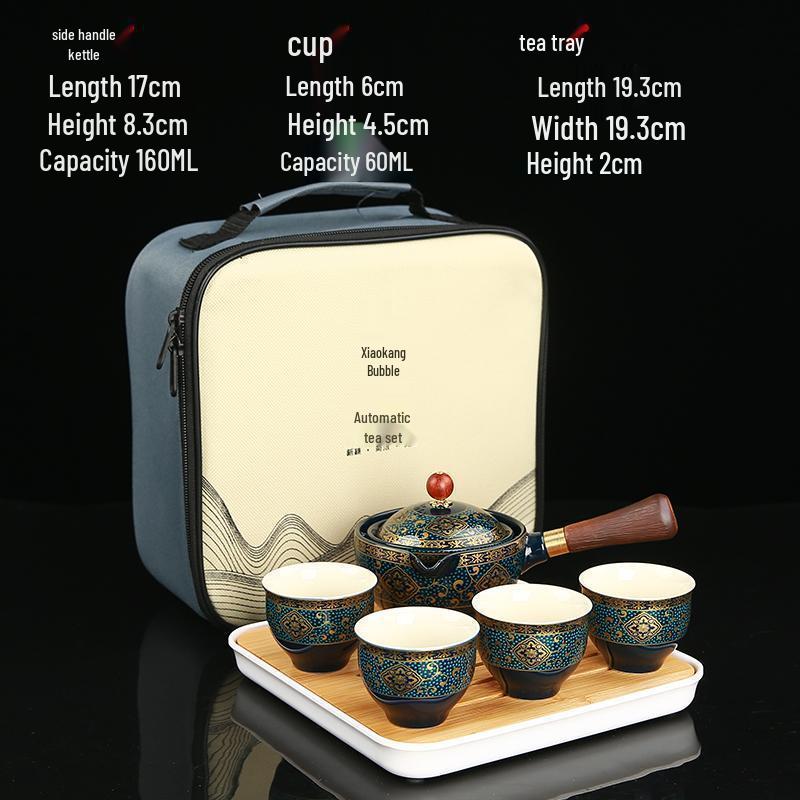 Portable Ceramic Travel Tea Set with Automatic Kung Fu Tea Maker - Business Gift