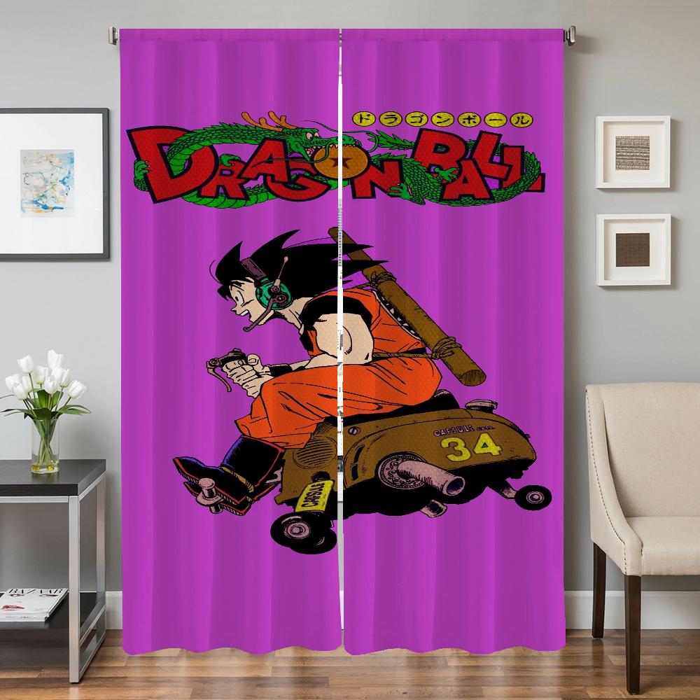 Zasłony okienne kuchenne do salonu 2 sztuki Zasłony zaciemniające Zasłona drzwiowa D-dragon ball-l Przegroda Dekoracja sypialni