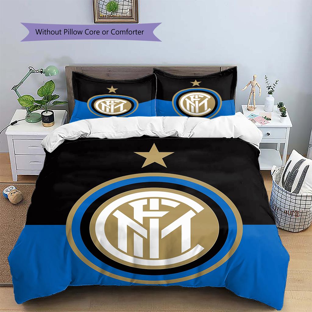 FC Internazionale Milano Vzorované povlečení Domácí dekorace Narozeninový dárek (1 * povlak na přikrývku + 2 * povlak na polštář, bez výplně)
