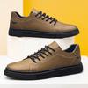 Men's Casual Leather Low-Top Sneakers: British Style Versatile Sports & Work Shoes