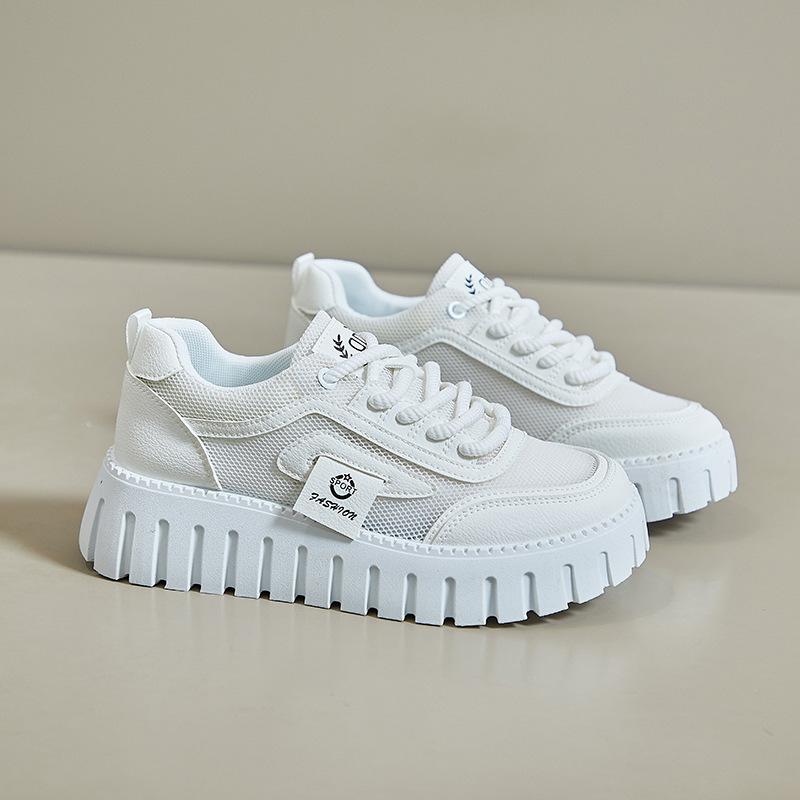 New Summer White Shoes for Female Students' Height-enhancing Breathable Sports Shoes Trendy Casual Shoes