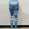 Módní dámské sexy sportovní legíny s potiskem denimu pro zvednutí boků a jógu