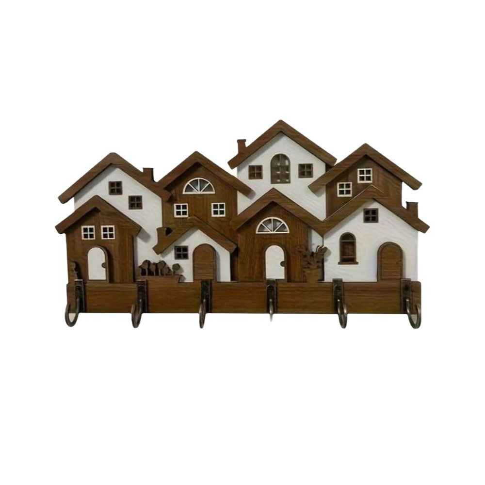 Colorful Wooden Key Holder 2D Flat Decorative Key Hanger Gifts Wall Key Rack  Living Room Decor