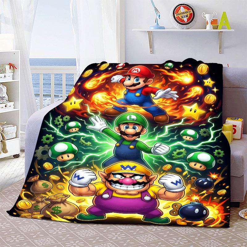 Super Mario Decorative Flannel Blanket Soft Warm Throw Cozy Blanket for Sofa Bed Home Decor -QJY