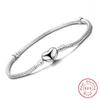 Original 925 Silver Color Heart Shape Charm Bracelet Silver Color Snake DIY Bead Bracelets Gift for Women