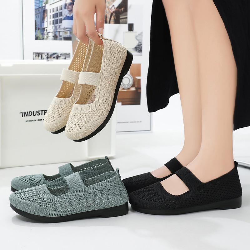 Women's Shoes Summer Hollow Breathable Mesh Shoes Lazy One-pedal Shoes Solid Color Versatile Casual Shoes