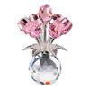 Faux Crystal Rose Flower Ornament Handmade Bouquet Figurine Mini Flower Vase Decoration Wife Girlfriend Women Wedding Anniversary Birthday Gift