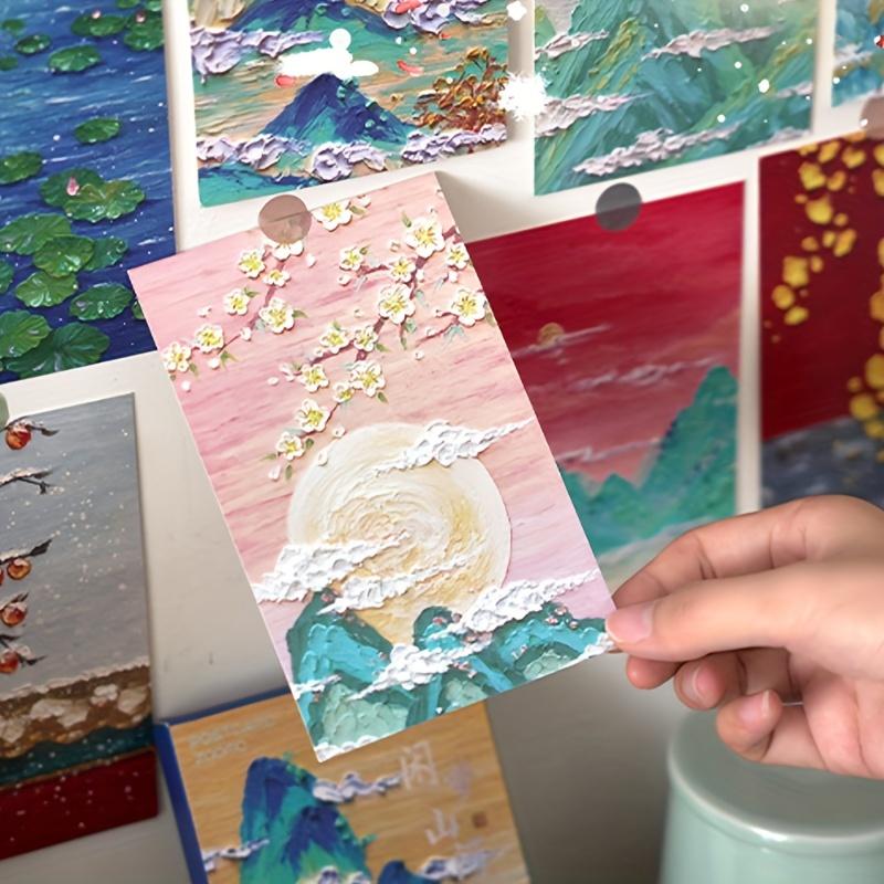 30 pcs/boxed Chinese style Oil painting style creative birthday es gift message card postcard