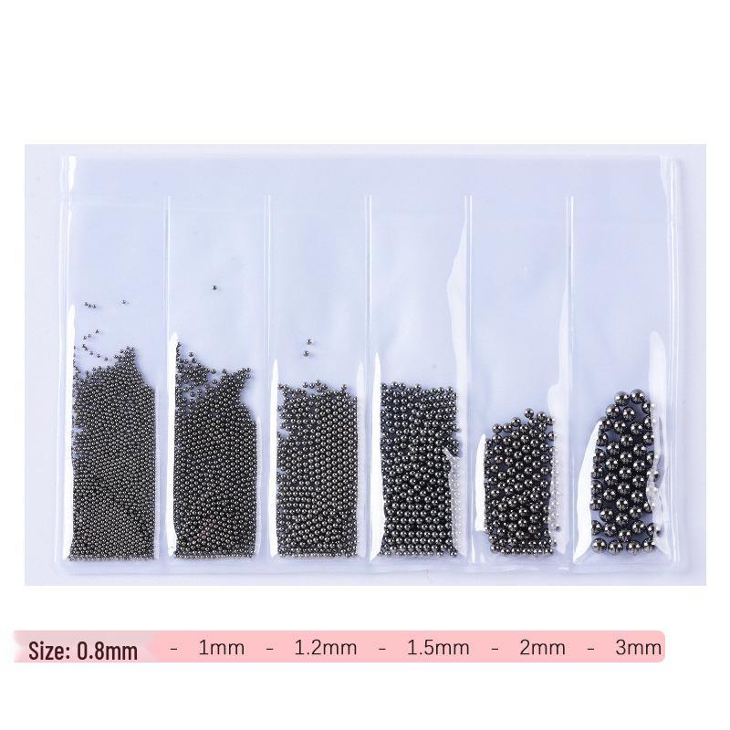 

Nail Art Steel Balls Kit: 6 Grids Mixed Sizes (Gold, Silver, Black)