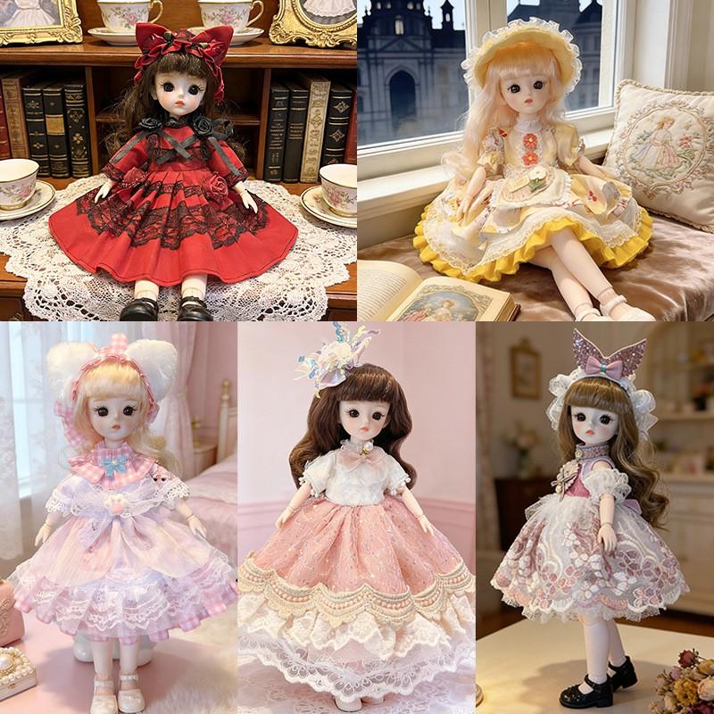 30cm Lolita Doll Outfit Set 6-Point BJD Dolls Clothes Only Non-Plush Toy Girls Ages 4-6