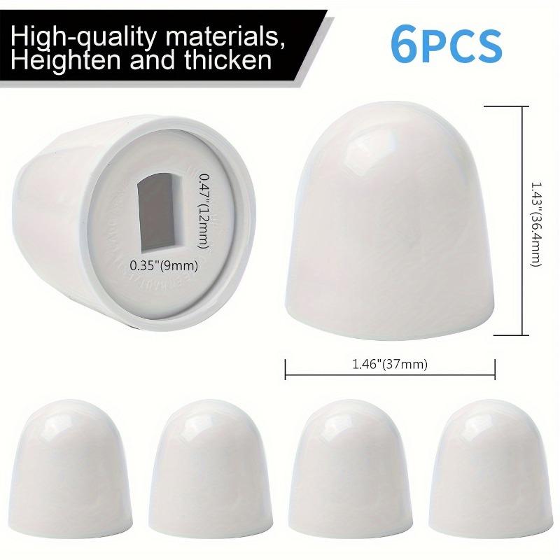 6pcs Universal Toilet Bolt Caps, Round Plastic Push-On Toilet Bowl Bolt Caps Covers, With Extra Washers For Easy Installation,White Color