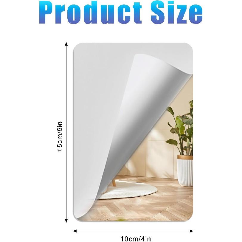 8Pcs School Shatter Proof Plastic Mirrors 4 x 6 Inch Self Adhesive Acrylic Mirror Small Flexible Mirror Sheets Wall Stickers Round Corners Double