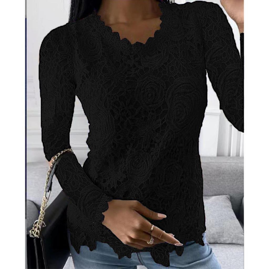 New Women's Long Sleeve Lace Top, Hot Popular Item for Fall Winter in America and Europe