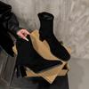 Fashion Autumn Winter Square Toe Slim Women Ankle Boots Street Style Party Short Plush Shoes High Heel Short Botas Mujer