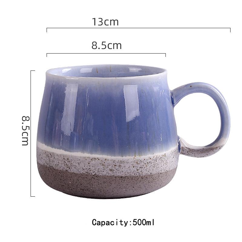 500ML Large Ceramic Coffee Mugs Pottery Tea Cup for Office and Home Hot Cold Drinking Stylish Texture Glaze Mug