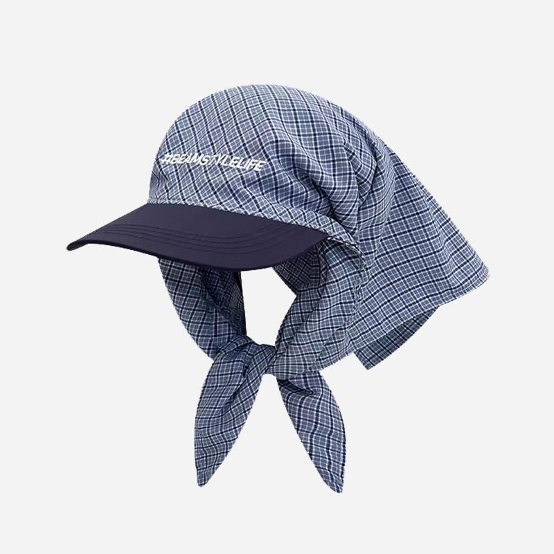 Korean Version, Plaid Strap Headband, Duckbill Cap, Men's and Women's, Letter Embroidery, Sun Protection, Outdoor Triangular Toe Cap