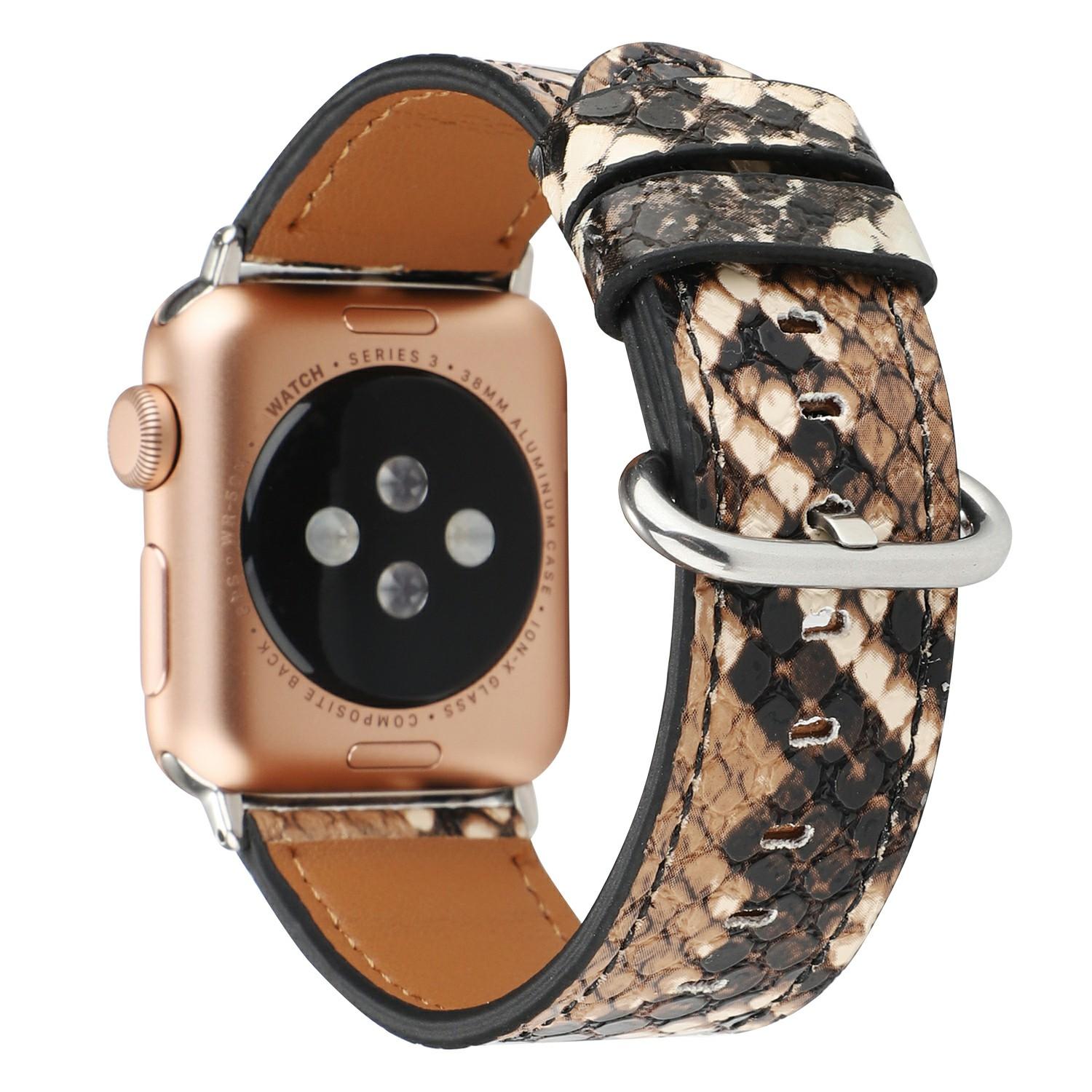 

Шкіряний ремінець для годинника для Apple Watch Series 10 9 8 7 SE 6 5 4 3 2 1 42мм 41мм 40мм 38мм з принтом зміїної шкіри Dark Brown