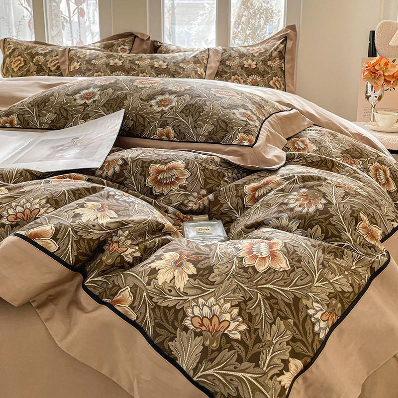 Class A Maternal And Infant Grade 100 Pcs Xinjiang Cotton Digital Printing 4Pcs Set Cotton Pure Cotton Splicing Tencel Cotton Bed Sheet Mattress