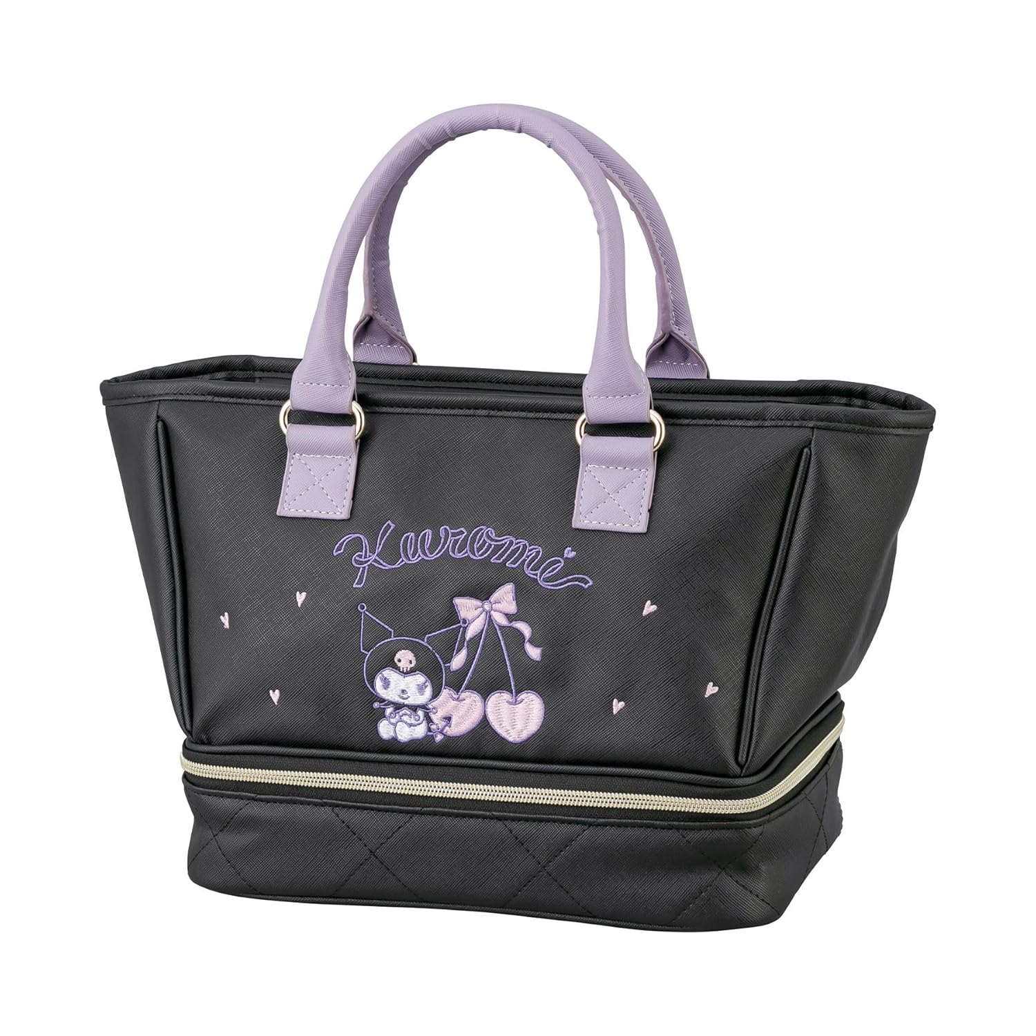 Marushin Tote Bag Sanrio Kuromi Cherry Ribbon Round Golf Insulated Synthetic Leather