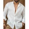Men's Cotton Linen Casual Shirts Lightweight Baggy Breathable Spring Fall Long Sleeve Shirt Sports Hawaiian Lapeled Shirts Men