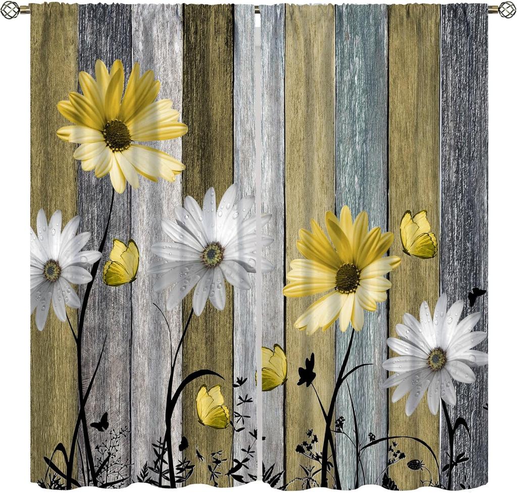 Birds Bible Verse Kitchen Curtains, Christian Rustic Flower Cross Scripture Quote Hummingbird Window Drapes For Bedroom