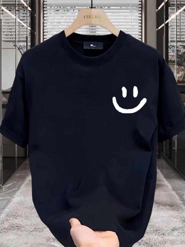 Mens Printed TShirt  100 Cotton  Summer Trendy Streetwear Loose Roundneck TShirt