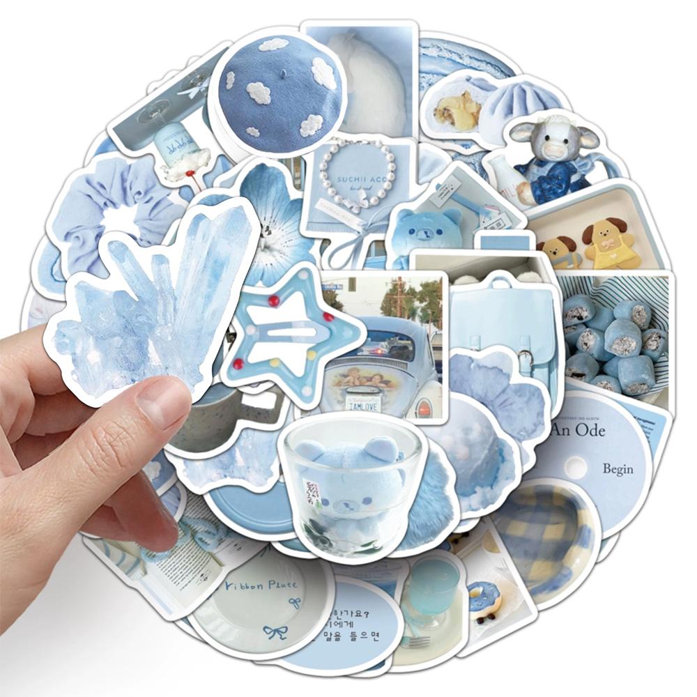 10/30/50pcs INS Style Blue Cute Aesthetic Stickers Cartoon Decoration Decals DIY Notebook Phone Suitcase Waterproof Sticker Toy
