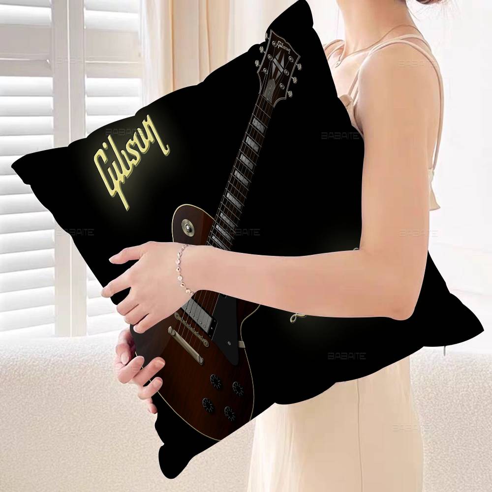 Gibson Guitar Logo Cushion Cover Pillowcase Upholstery Sofa Throw Pillow Home Decor Pillowcas