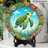 2D Flat - A 1pc 7.87*7.87In/20X20Cm 2D Flat Round Sign Featuring a Cute Cartoon Turtle And Floral Retro Decor, Representing Marine Life And