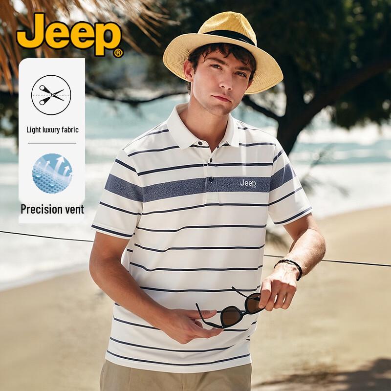 JEEP Men s Striped Ice Silk Polo Shirt 4XL
