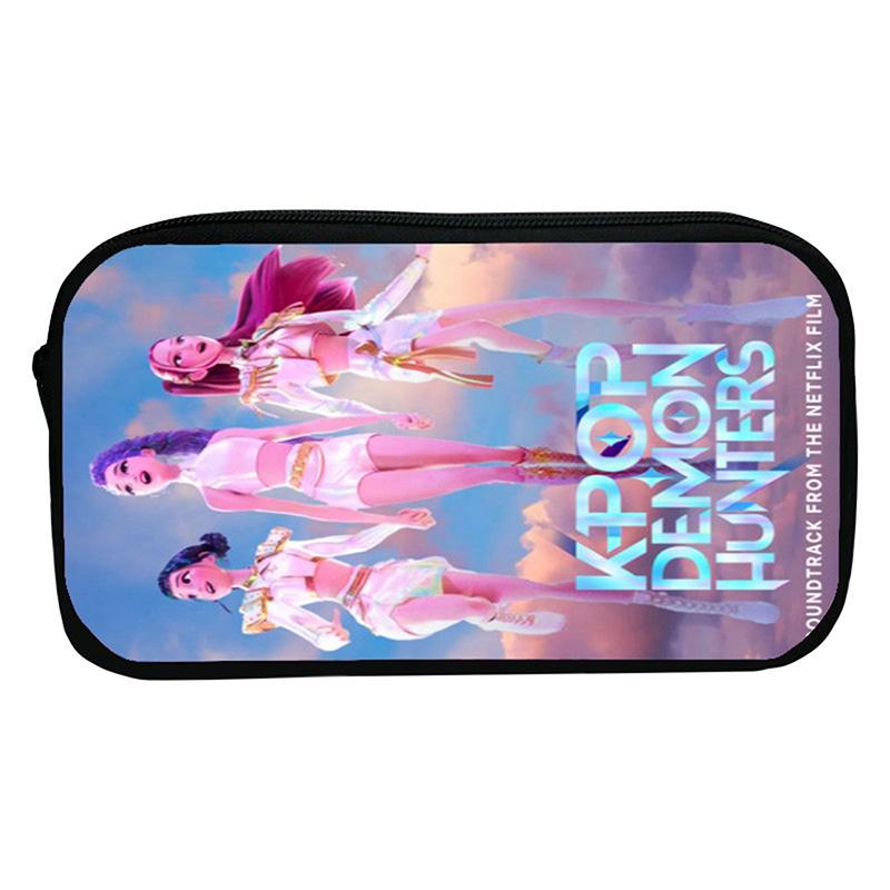 Kpop Demon Hunters Student Pencil Case Cartoon Large Capacity Pencil Box Stationery Supplies Girl Cosmetic Storage Bag Gifts