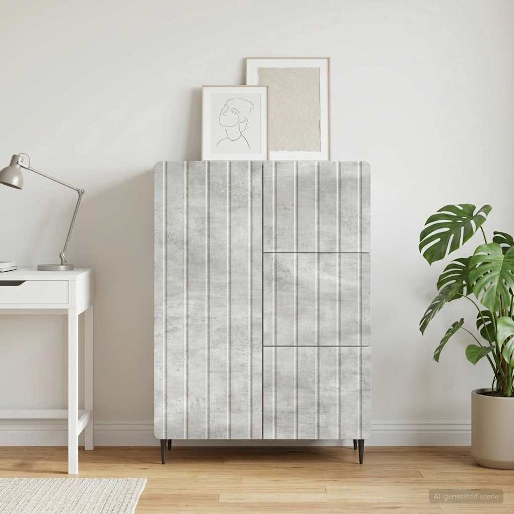 Sideboard Concrete Grey 66 x 34.5 x 91.5 cm Engineered Wood