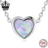 Everlove Care Bear Sterling Silver S925 Heart-Shaped Pink Zircon Opal Stud Earrings & Pendant Necklace Set.