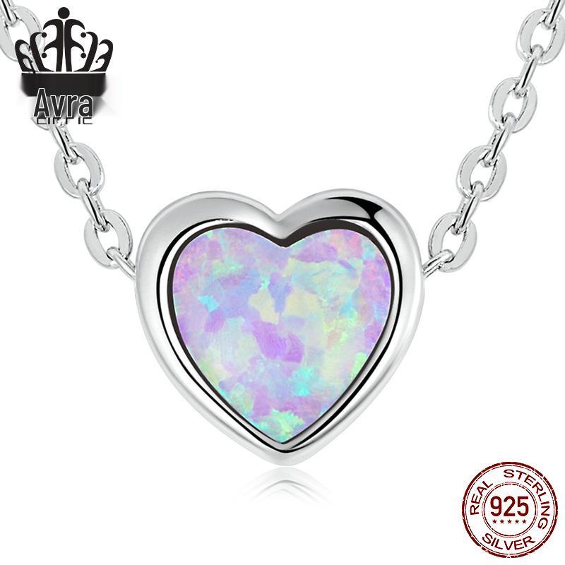Everlove Care Bear Sterling Silver S925 Heart-Shaped Pink Zircon Opal Stud Earrings & Pendant Necklace Set.