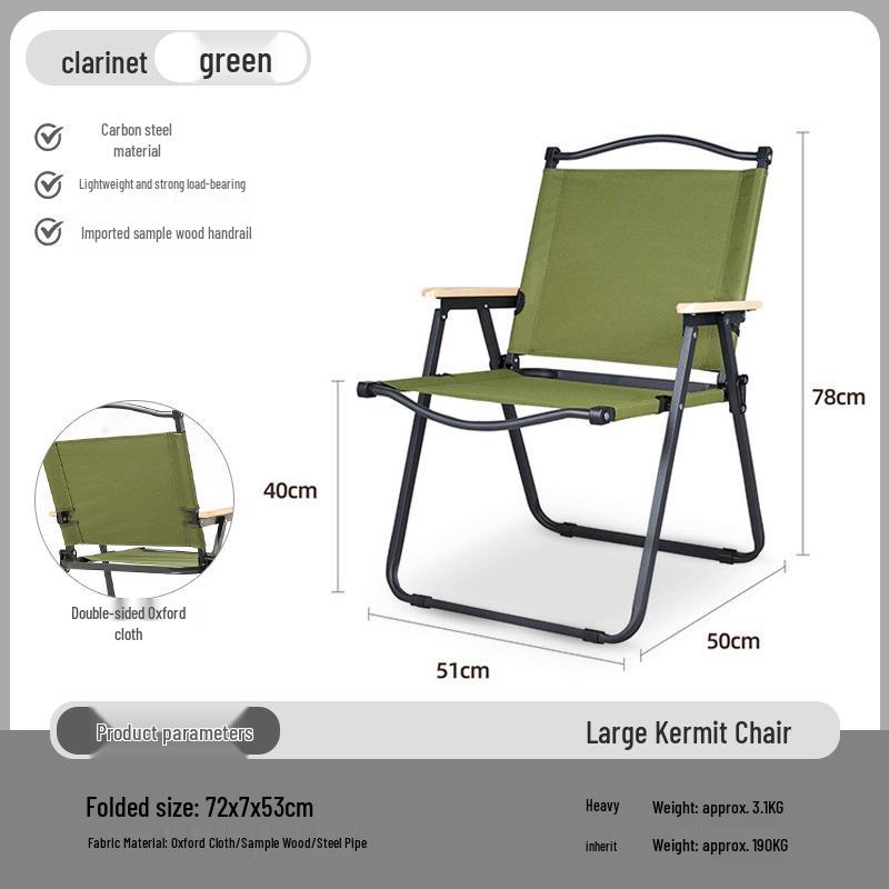 Carbon Steel Camping Folding Table & Kermit Chair Set - Metal Outdoor Roll-up