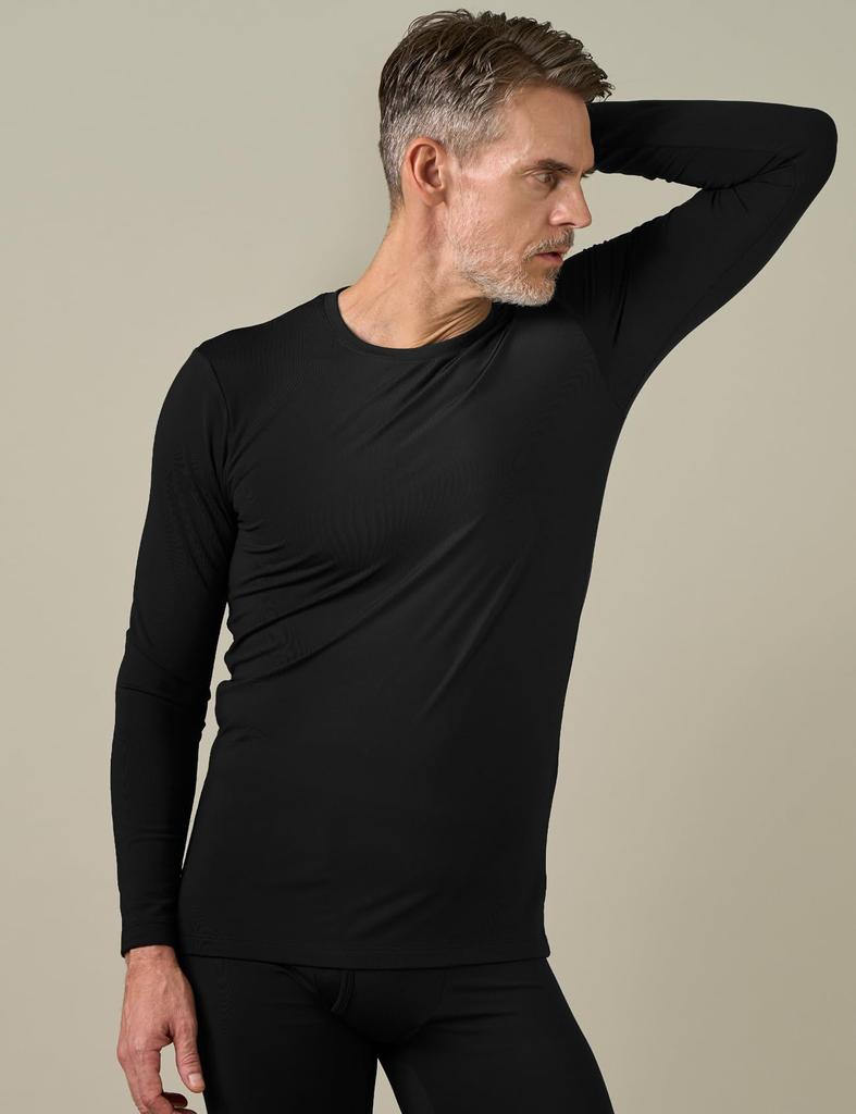 (Rapasa) Warme Unterwäsche, Kaltwetter-Unterwäsche, Langarmshirt, Wärmeisolierung, angeraute Winter-Herrenunterwäsche [1. 2 schwarze Teiledünnes Hemd, L