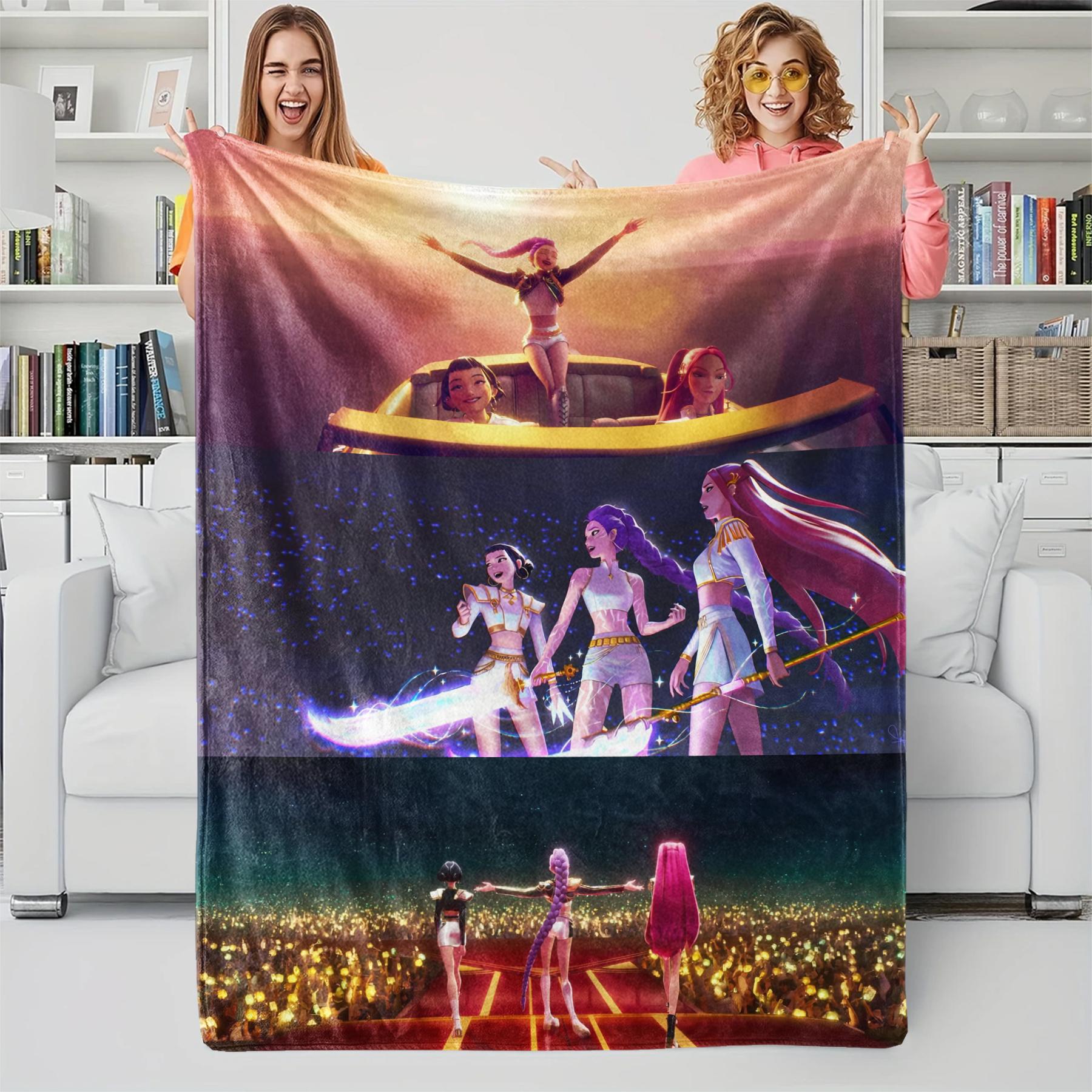 K-Pop-Demon-Hunter Blanket Hot Anime Flannel Throw Blanket Winter Warm Blanket for Living Room Sofa Bed Cover Fan Gift Blanket 100x150cm