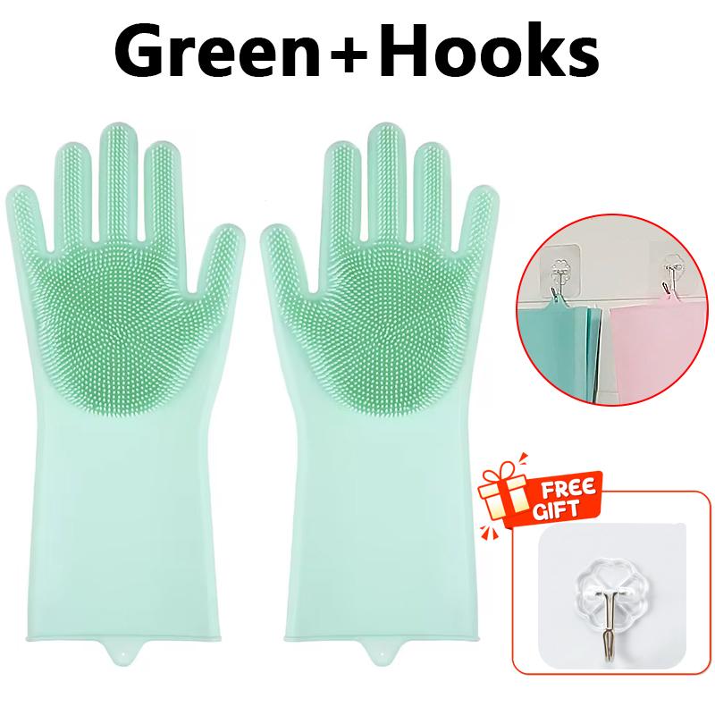 

Multifunctional Dishwashing Cleaning Gloves Household Sponge Scrubber Magic Silicone Rubber Dish Washing Gloves Kitchen Cleaning